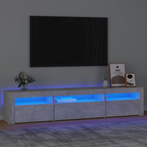 Mobile Porta TV con Luci LED Grigio Cemento 195x35x40 cm