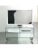 Carrello porta TV in vetro trasparente 90 x 40 cm Ebox