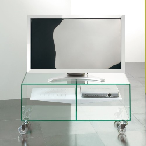 Carrello porta TV in vetro trasparente 90 x 40 cm Ebox