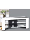 Mobiletto porta TV moderno in legno e cristallo Trix