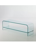 Tavolino TV in vetro curvato trasparente 120 x 35 Katie