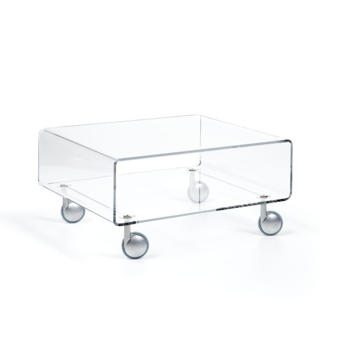 Carrello tavolino porta tv in plexiglass trasparente Andy 1