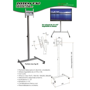 Piantana per televisori LCD con passacavi Totem T32 2