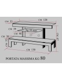Mobiletto TV design moderno con 3 ripiani 130 cm Wilbur
