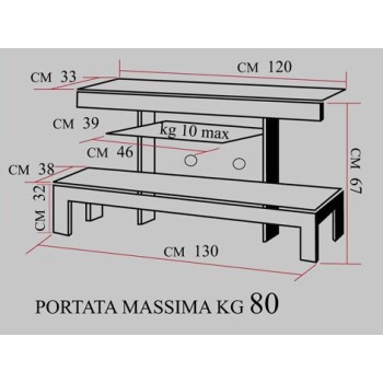 Mobiletto TV design moderno con 3 ripiani 130 cm Wilbur 2