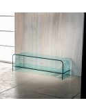 Tavolino TV in vetro curvato trasparente 120 x 35 Katie