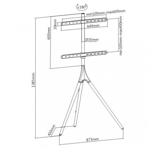 Treppiedi porta TV grandi dimensioni con staffa girevole Dandy