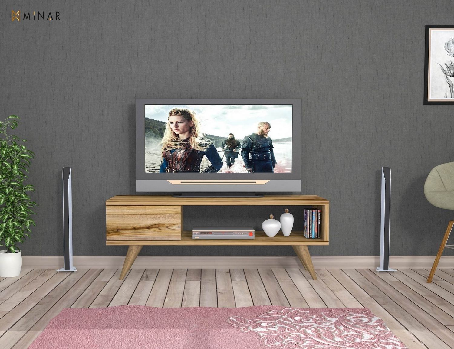 Mobile TV moderno in legno per camera letto Buster