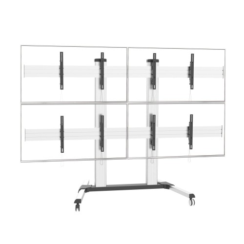 Carrello per VideoWall per 4 monitor in acciaio Wally
