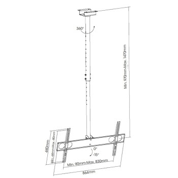 Supporto TV da soffitto 37-70" girevole e regolabile Gable 2