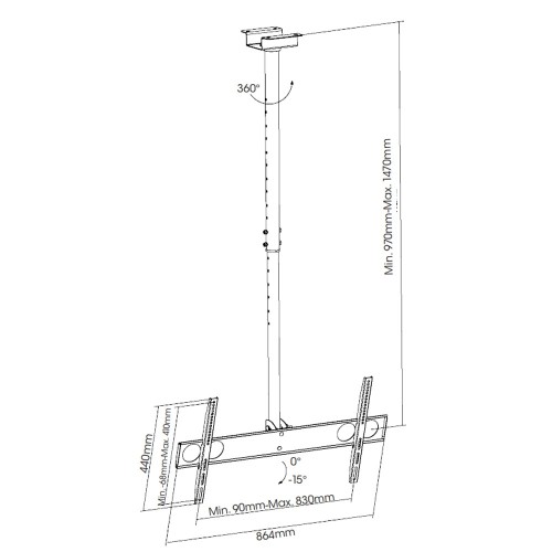 Supporto TV da soffitto 37-70" girevole e regolabile Gable