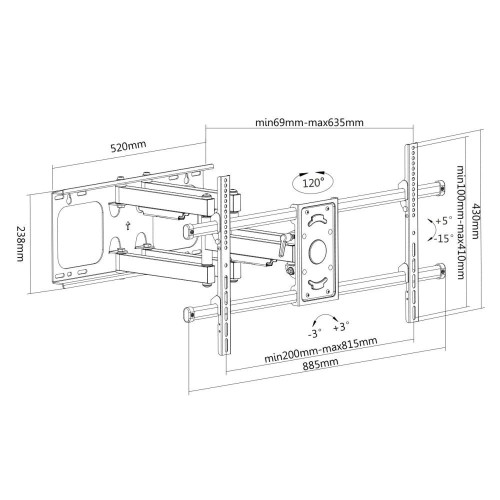 Supporto TV parete da 37 a 90 pollici Haller5
