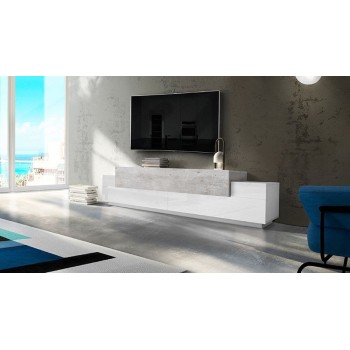 Mobile TV 240 cm in MDF laccato bianco Krisen Cement 2