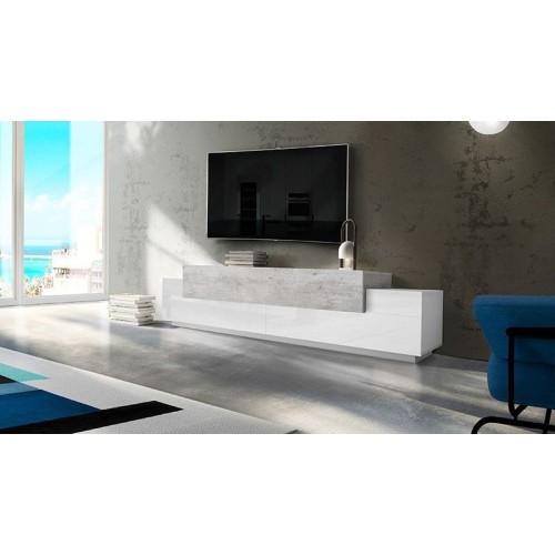 Mobile TV 240 cm in MDF laccato bianco Krisen Cement