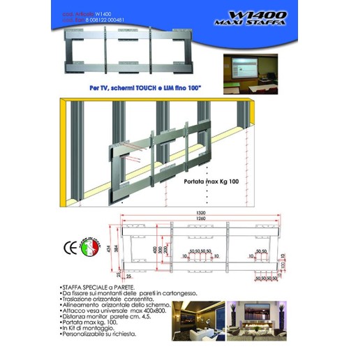 Staffa per TV per pareti in cartongesso Conrad