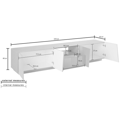 Mobile TV in legno MDF Annabel 220 Slate