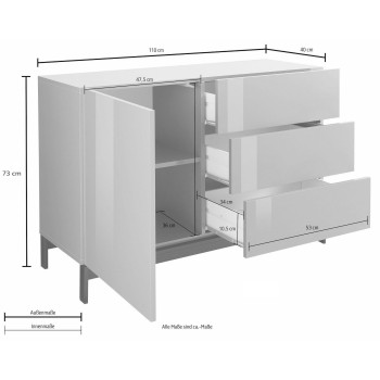 Mobiletto porta TV moderno Teodor 1A/3C+ Anthrax 2
