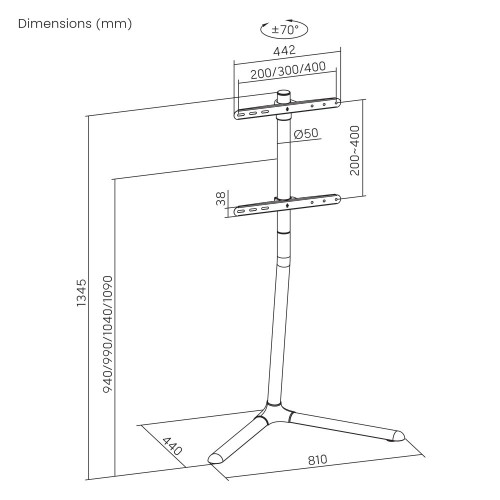 Piedistallo TV a pavimento Kirrien White per TV da 32-70"