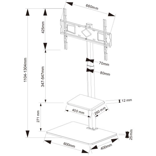 Supporto porta televisore Logan per LCD da 32 a 70 pollici