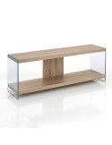 Porta televisore moderno in vetro e legno Asenzio 