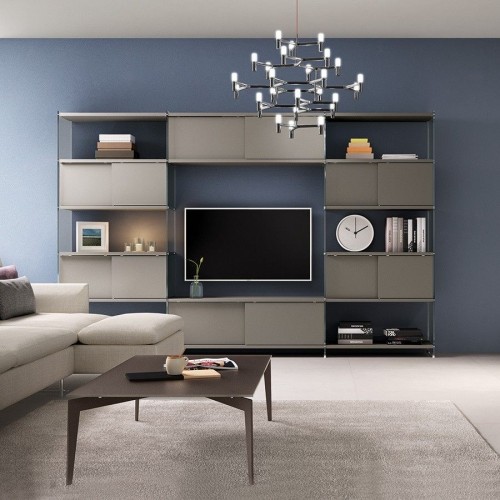 Parete attrezzata design moderno in vetro e laminato Byblos7