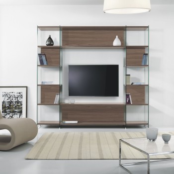 Parete attrezzata moderna in vetro e laminato Byblos3