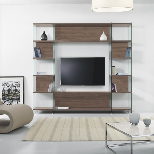 Parete attrezzata moderna in vetro e laminato Byblos3