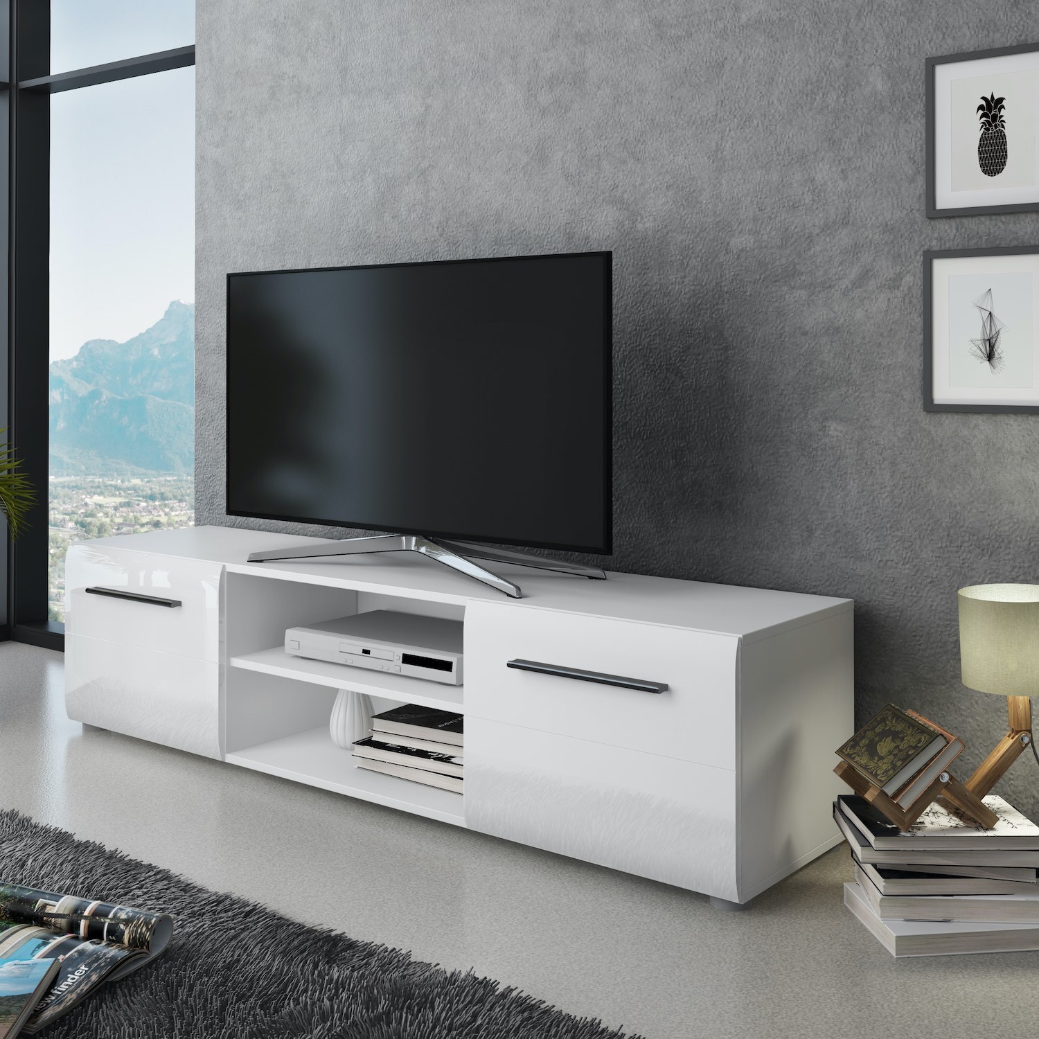 Mobile TV in legno bianco 160 cm Gillian