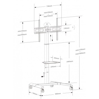 Carrello per TV da 32 a 70 pollici Walker 2