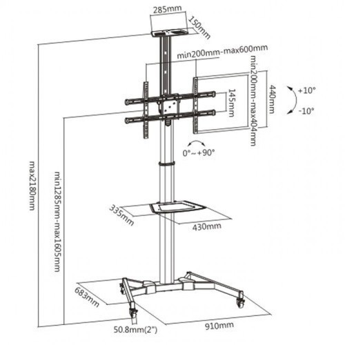 Carrello TV da 37 a 70 pollici con mensola Layne