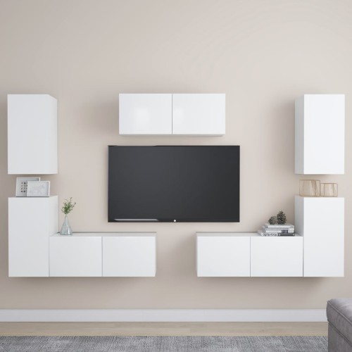 Set Mobile TV 7 pz Bianco in Truciolato