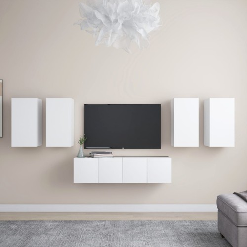 Set Mobile TV 6 pz Bianco in Truciolato