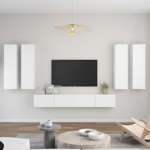Set Mobile TV 6 pz Bianco in Truciolato