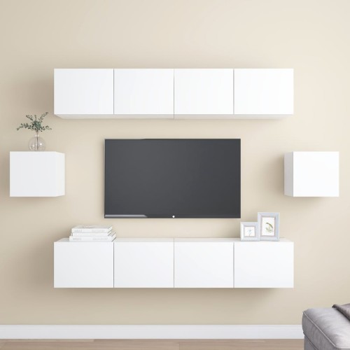 Set Mobile TV 6 pz Bianco in Truciolato