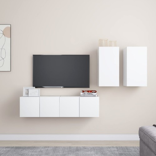 Set Mobile TV 4 pz Bianco in Truciolato