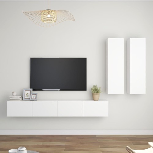 Set Mobile TV 4 pz Bianco in Truciolato