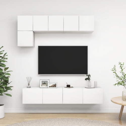 Set Mobile TV 5 pz Bianco in Truciolato