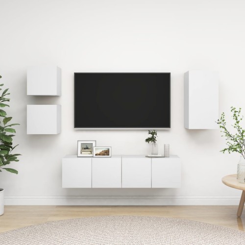Set Mobile TV 5 pz Bianco in Truciolato