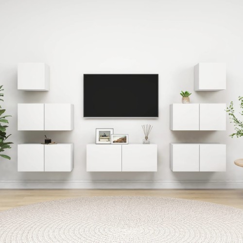 Set Mobile TV 7 pz Bianco in Truciolato