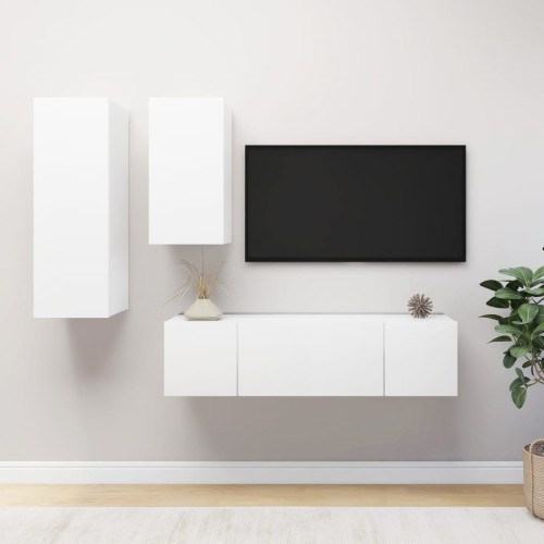 Set Mobile TV 4 pz Bianco in Truciolato