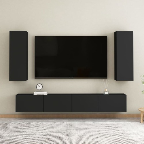 Set Mobile TV 4 pz Nero in Truciolato