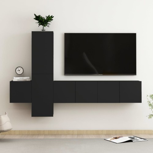 Set Mobile TV 5 pz Nero in Truciolato