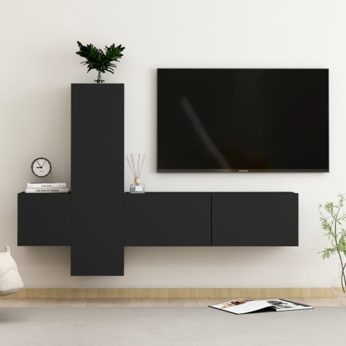 Set Mobile TV 3 pz Nero in Truciolato