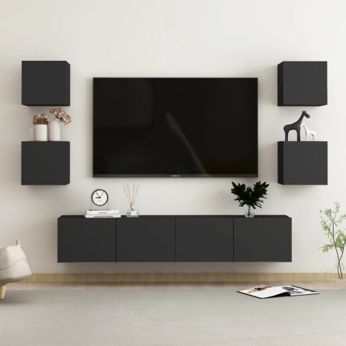Set Mobile TV 6 pz Nero in Truciolato
