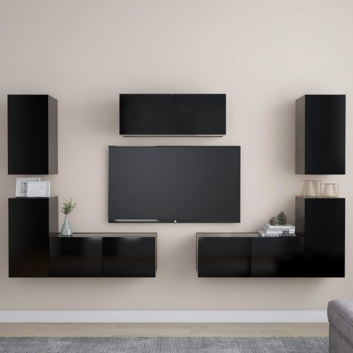 Set Mobile TV 7 pz Nero in Truciolato