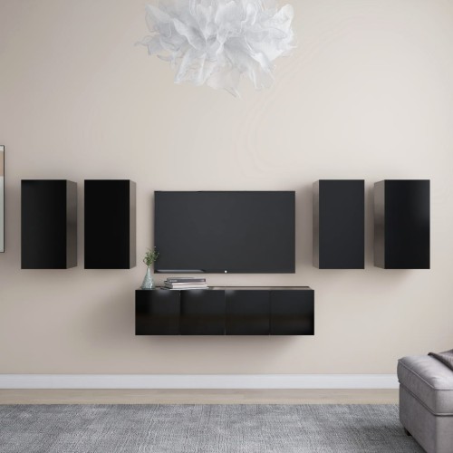 Set Mobile TV 6 pz Nero in Truciolato