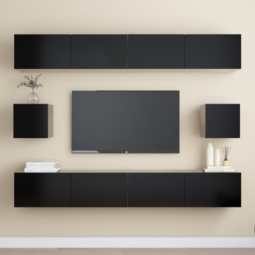 Set Mobili TV 6 pz Nero in Truciolato