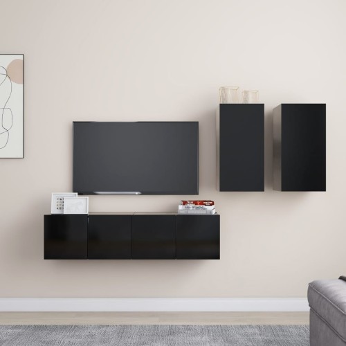 Set Mobile TV 4 pz Nero in Truciolato