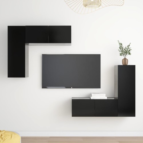 Set Mobile TV 4 pz Nero in Truciolato