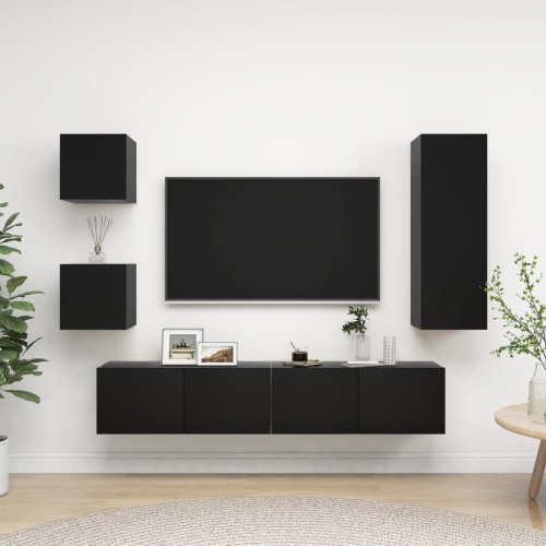Set Mobile TV 4 pz Nero in Truciolato